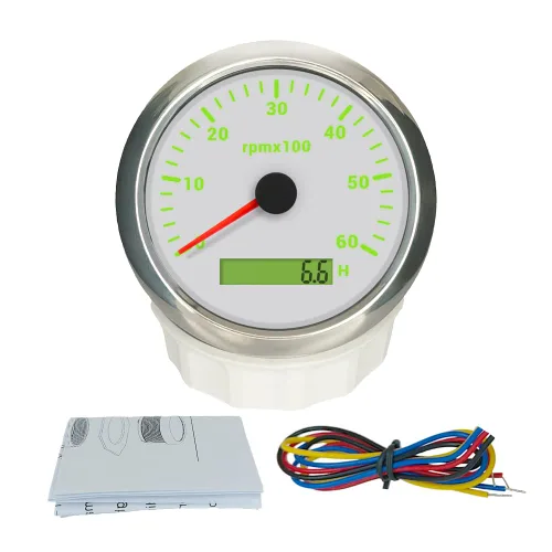 Miniatura 13 de ELING Tacómetro de motor de 3.346 in, medidor de rpm, calibre 0-7000 RPM para automóvil, barco, camión, con medidor de horas LCD, retroiluminación