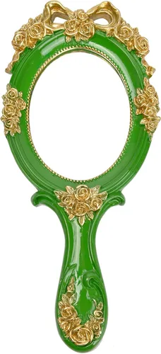 Miniatura 10 de Nerien Espejo de Mano de Tocador Espejo de Maquillaje de Viaje Princesa Espejo Cosmético de Metal Portátil Ovalado con Rosas en Relieve Espejos