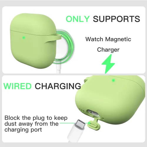 Miniatura 6 de Brujula Funda protectora de silicona para AirPods 4 con ANC, compatible con AirPods de 4ª generación 2024 (Avocado, AirPods 4 con ANC)