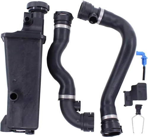 Miniatura 2 de MOTOKU Tanque de Expansión del Depósito de Refrigerante del Radiador y Kit de Mangueras de Agua Superior e Inferior para BMW E46 328i 328Ci 330C