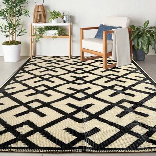Miniatura 12 de LILIOFFIC Alfombra de exterior para patio, 5 x 8 pies, impermeable, alfombra de plástico para patio, alfombras de campamento reversibles, caravana