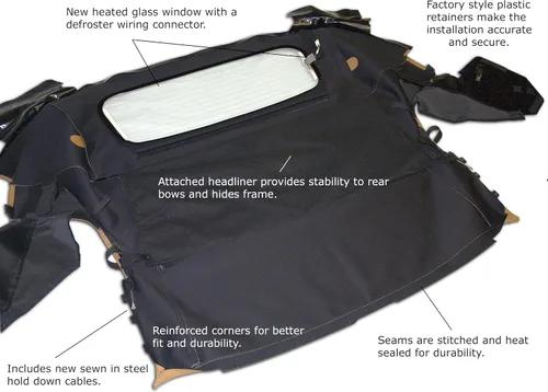 Miniatura 3 de Sierra Auto Tops Convertible Top Reemplazo para Toyota MR2 Sypder 2000-2007, vinilo Cabrio, negro