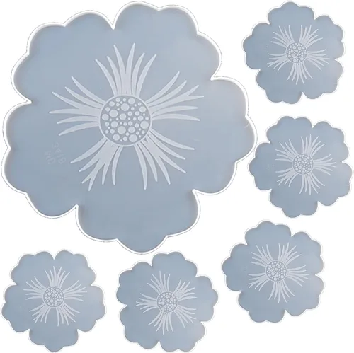 Miniatura 2 de Vilihkc 4 moldes de resina para posavasos – Moldes de silicona para hacer rebanadas de ágata sintética, posavasos, decoración del hogar