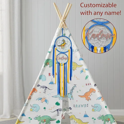 Miniatura 2 de Atrapasueños de dinosaurio personalizado para niños, regalo único con nombre personalizado para dormitorio de niños, atrapasueños de niños