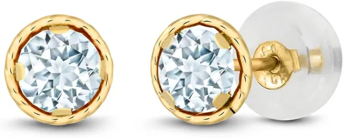Miniatura 13 de Gem Stone King Aretes redondos de oro amarillo de 14 quilates con piedra natal Redondos de 0.157 in Aretes de oro para mujeres y hombres
