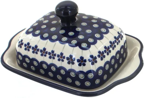 Miniatura 6 de Blue Rose Polish Pottery – Mantequillera cuadrada de tulipán azul – Se adapta a 1 barra – Mantequera para organización y almacenamiento de encimera