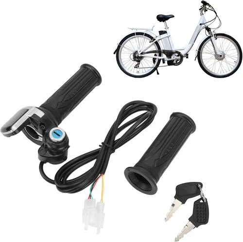 Empuñaduras de mango de acelerador, juego de llaves de bloqueo de acelerador de bicicleta eléctrica, indicador LED para motocicleta Scooter 48V