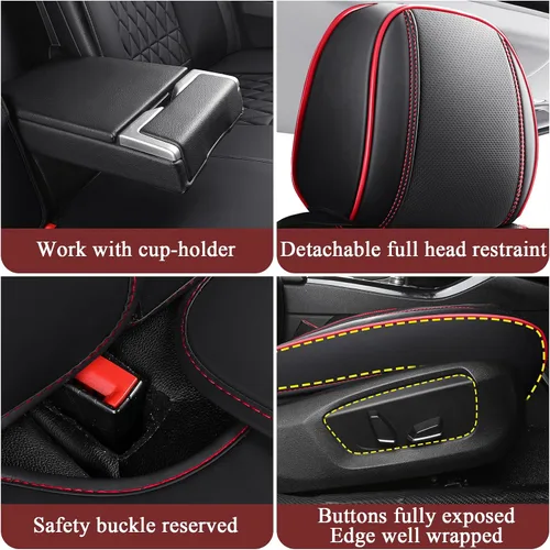Miniatura 5 de Aierxuan Fundas de cuero para asiento de automóvil, cobertura completa, ajuste universal, para Ford Focus, Hyundai, Elantra, Honda, Civic, Toyota