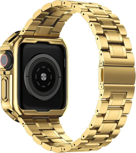 Miniatura 2 de Compatible con correa y funda de Apple Watch, cadena de metal de acero inoxidable con cubierta de TPU, correa de pulsera Smart-Watch Link