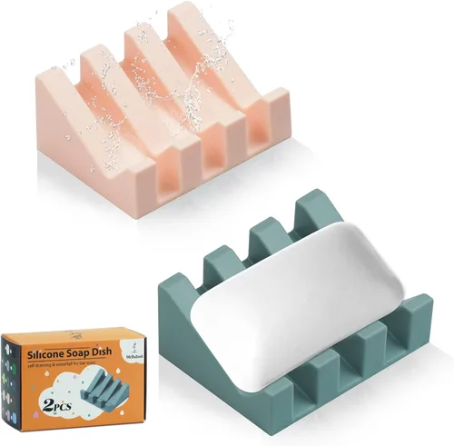 Miniatura 15 de Jabonera de silicona para jabón en barra, soporte para jabón para ducha y baño, bandeja autodrenante en cascada para secado, mantiene las pastillas