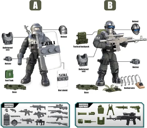 Miniatura 4 de MEIEST SWAT - Juego de 8 figuras de acción de policía urbana con múltiples accesorios de armas militares, juego de recuerdos de fiesta