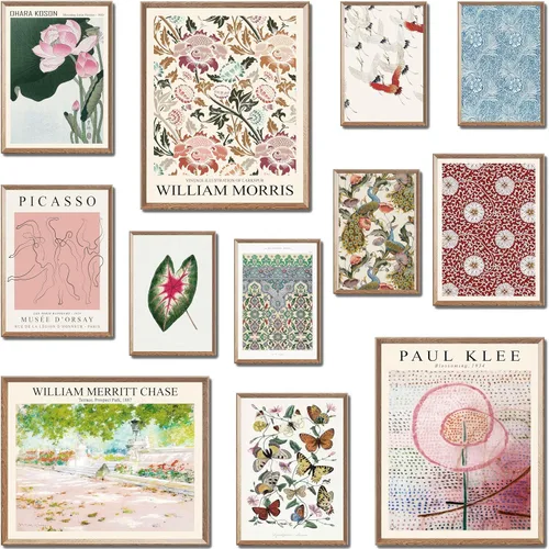 Miniatura 9 de MAZUKO 15 piezas de decoración de pared boho – Arte de pared moderno de mediados de siglo, pósteres boho, pósteres para la estética