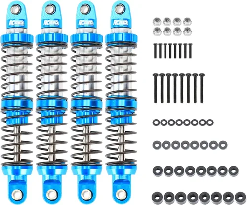 RCAWD Amortiguadores de 80 mm 7075 Universales para actualizaciones de rastreador RC 1/10, amortiguadores RC con resorte para SCX10 I II III Pro Azul