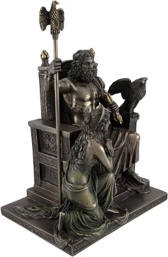Miniatura 3 de Things2Die4 Zeus y Hera bronceados en la estatua del trono con acentos