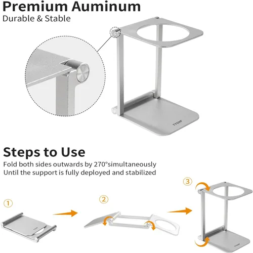 Miniatura 5 de Vierta sobre el soporte del gotero, soporte portátil y plegable para máquina de café expreso con fuera, soporte de café de oficina con base