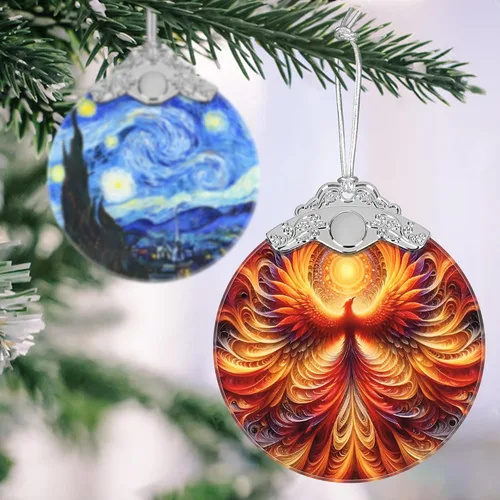 Miniatura 4 de Adorno colgante de vidrieras de Phoenix, idea de decoración para árbol de Navidad