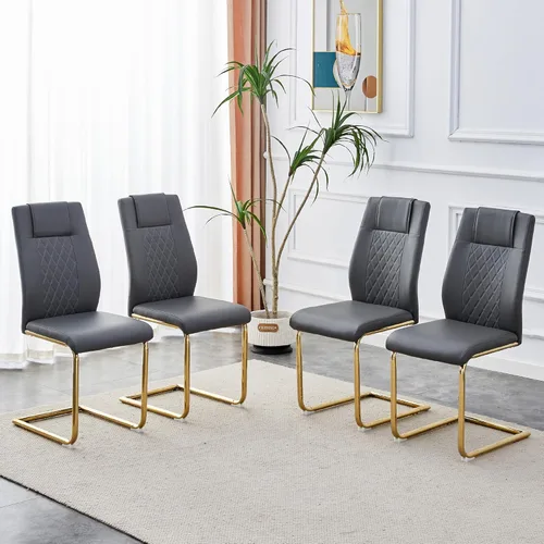 Miniatura 14 de Dining Chairs Set of 6,Kitchen Chairs with Leather Cushions,Modern Dining Chairs with Gold Metal Frame,Dinner Chairs for Kitchen & Dining Room and