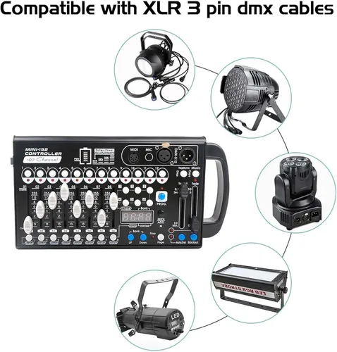 Miniatura 4 de Controlador Dmx de batería con Midi, controlador Dmx portátil para luces de cabeza móvil, consola de iluminación controlador Dmx 192, controlador