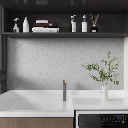 Miniatura 4 de CRE8TIVE Papel de contacto de hormigón de gran tamaño de 24 x 708 pulgadas, papel tapiz de cemento de textura extra gruesa gris para paredes, pegar