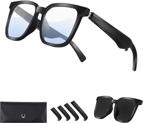Lentes de sol inteligentes con audio Bluetooth, lentes de luz azul para mujeres y hombres, música de oído abierto, lente polarizada UV400, sin fugas