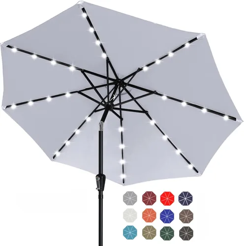 Miniatura 46 de ABCCANOPY Sombrillas solares duraderas para patio con 32 luces LED de 7.5 pies (beige claro)
