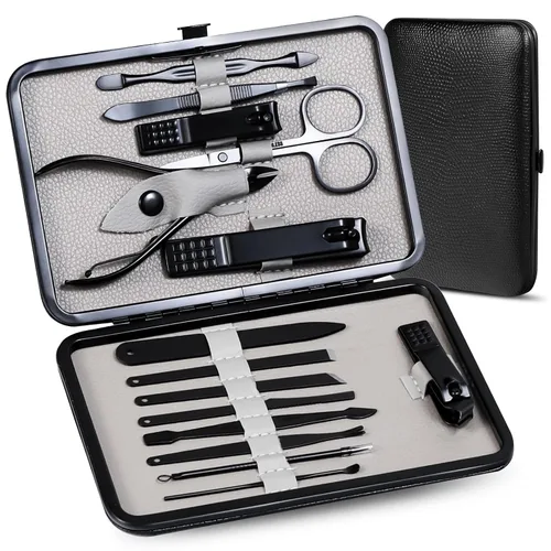 Miniatura 9 de Kit de manicura y pedicura para cortar uñas, tijeras Vibrissac de 5 piezas, las mejores herramientas de cuidado para hombres y mujeres con estuche