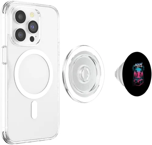 Miniatura 3 de Miami Nights 1986 Retro Synthwave Sunset PopSockets Adhesive PopGrip