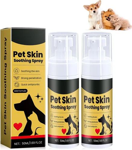 Spray calmante para la piel de las mascotas, 2 unidades, para perros y gatos, solución calmante natural para la piel y reduce los arañazos, espray