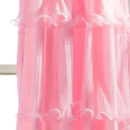 Miniatura 3 de Lush Decor Nerina - Panel individual de ventana con filtro de luz, 54 pulgadas de ancho x 84 pulgadas de largo, rosa - Cortinas con volantes