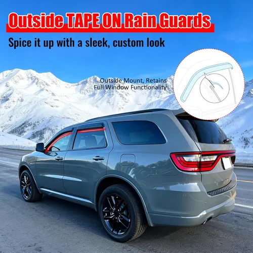 Miniatura 4 de IKON MOTORSPORTS - Visera de ventana compatible con Dodge Durango 2011-2026, 4 piezas de humo acrílico, protección contra la lluvia, protección