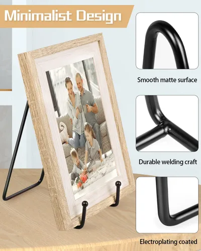Miniatura 2 de Lzerking Paquete de 10 soportes de exhibición para platos, soportes de placa negra de 6 pulgadas para exhibición, soporte de placa de metal