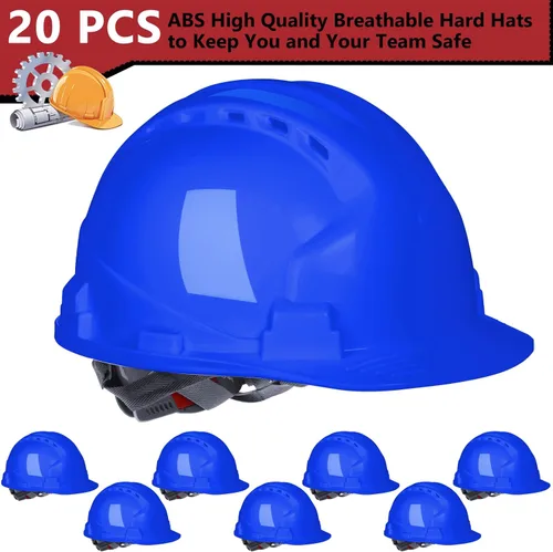 Miniatura 2 de Leumoi 20 Pack 4 Pt. Suspension Hard Hat Bulk Safety Helmets ABS Ratchet Hard Hats Adjustable Construction Hardhats with Vents and Cotton Brow Pad