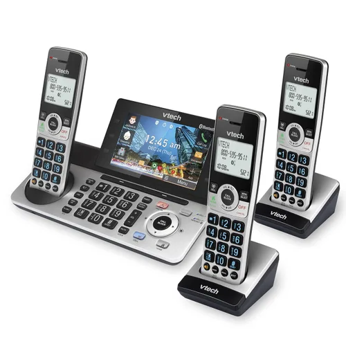 Miniatura 15 de VTech IS8251-3 - Teléfono inalámbrico de 3 manos de grado empresarial para oficina en casa, pantalla a color de 5", teclas de acceso directo
