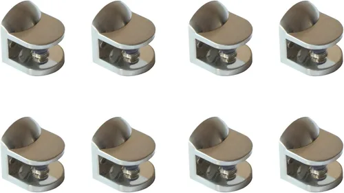 Miniatura 3 de Soportes de estante ajustables para montaje en pared, clips de metal, níquel cepillado para madera acrílica de vidrio de 0.157-0.315 in, juego de 8