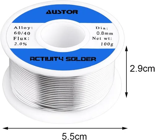 Miniatura 4 de AUSTOR - Alambre de soldadura 60-40 de estaño con núcleo de colofonia para soldadura eléctrica (100g, 0.8mm)