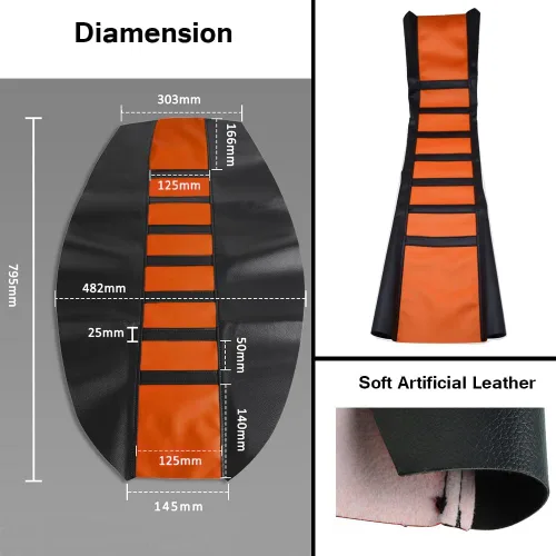 Miniatura 4 de Funda de asiento universal naranja agarre de goma suave para todas las motocicletas, motocross, SXC125, SXF250, EXC300, 450, 500, KX65, KX85