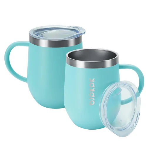 Miniatura 11 de BJPKPK 2 tazas de café aisladas, vaso aislado de 14 onzas con tapa, tazas de café de acero inoxidable con tapa a prueba de salpicaduras, color negro