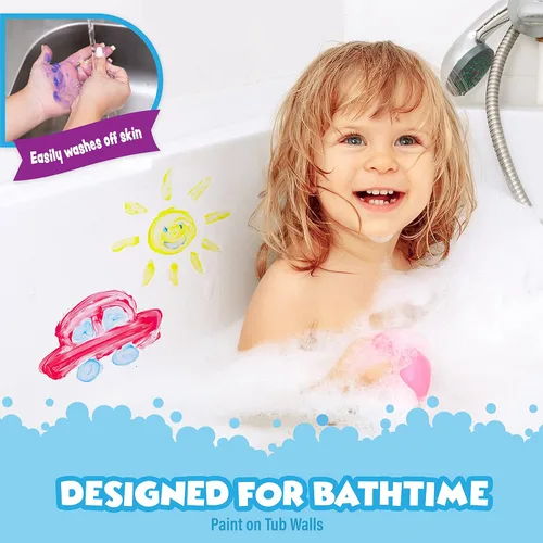 Miniatura 3 de Tub Works® Jabón de pintura de baño, paquete de 12 Pintura de bañera no tóxica, lavable para niños pequeños y niños Pintura de dedos