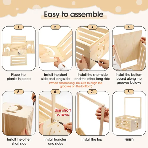 Miniatura 4 de Yerliker Cesto de madera para baby shower, con asa, cesta de almacenamiento personalizada para niños recién nacidos, regalos de embarazo