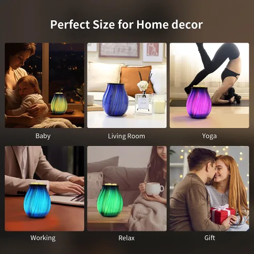 Miniatura 7 de Calentador de Cera Eléctrico de Vidrio Artístico con Aromas, Vela Perfumida con Temporizador y 7 LED de Cambio de Color, Plato Desmontable