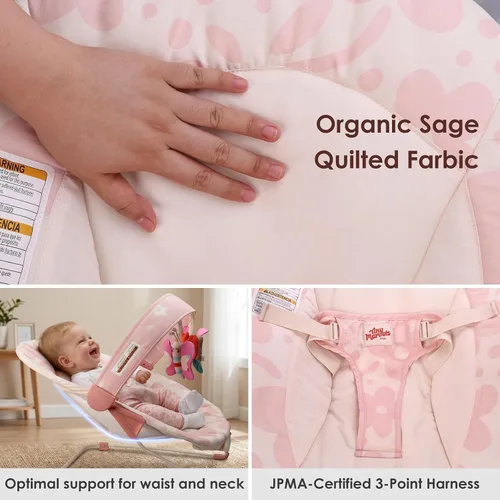 Miniatura 5 de Baby Bouncer – Asiento rebotador para bebé, asiento rebotador para bebés con música y juguetes sensoriales, almohadilla de asiento lavable a