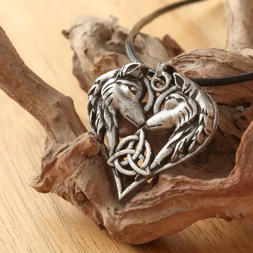 Miniatura 5 de HAQUIL Viking Jewelry - Collar con colgante de cuero para parejas de lobo para hombres y mujeres, 19.7 pulgadas, Metal