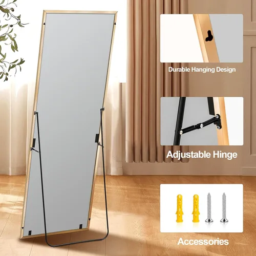 Miniatura 6 de GlasFlength Espejo rectangular de longitud completa de 64 x 21 pulgadas, espejo de pie para vestidor, dorado