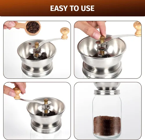 Miniatura 5 de Molinillo de café de tarro masón, accesorio de tapa manual para tarros Mason de boca regular, tapa de tarro Mason de acero inoxidable y rebabas