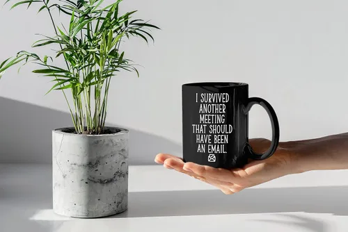 Miniatura 7 de Taza de café divertida con texto en inglés "I Survived Another Meeting That Should Have Been An Email Gift For Boss Office" "I Survived Another