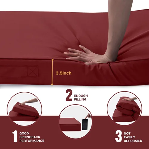 Miniatura 4 de Cojín de banco para exteriores, de espuma viscoelástica, de 4 pulgadas, impermeable, para muebles de patio, porche, columpio con asa y correa