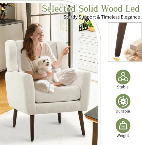 Miniatura 5 de cinkehome Sillas decorativas con brazos para sala de estar, sillón moderno tapizado en chenilla, cómoda silla de salón acolchada y suave