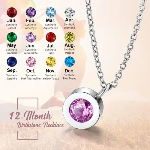 Miniatura 3 de ChainsProMax Collar de piedra natal de 12 meses para mujer, cadena de acero inoxidable ajustable, regalos, caja de regalo