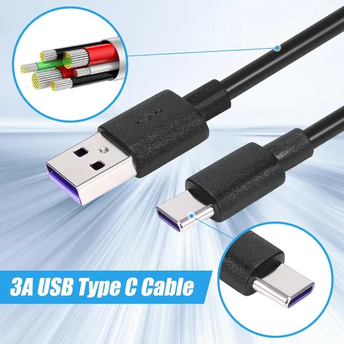Miniatura 5 de Kanayu Paquete de 50 cables USB tipo C a granel, cable de carga rápida negro de 3.3 pies, cable de carga 3A compatible con teléfonos y tabletas