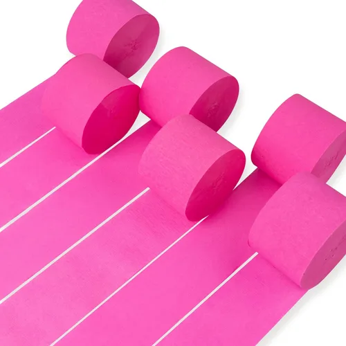 Miniatura 31 de PartyWoo Serpentinas de papel crepé rosa, 6 unidades, 492 pies, paquete de serpentinas de papel crepé claro pastel rosa intenso para cumpleaños